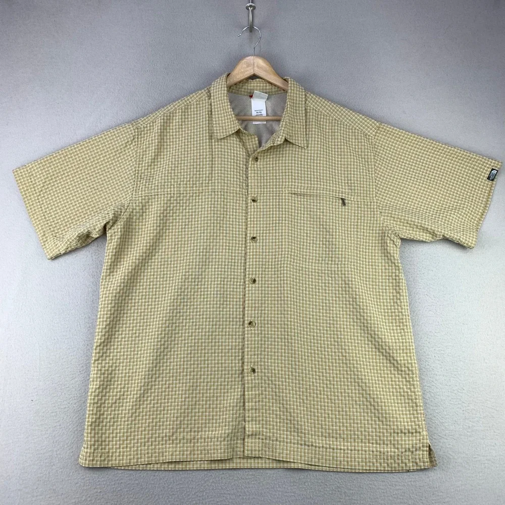 The North Face ANL6 Button Up Shirt Mens XL Yellow Plaid Outdoor Hiking